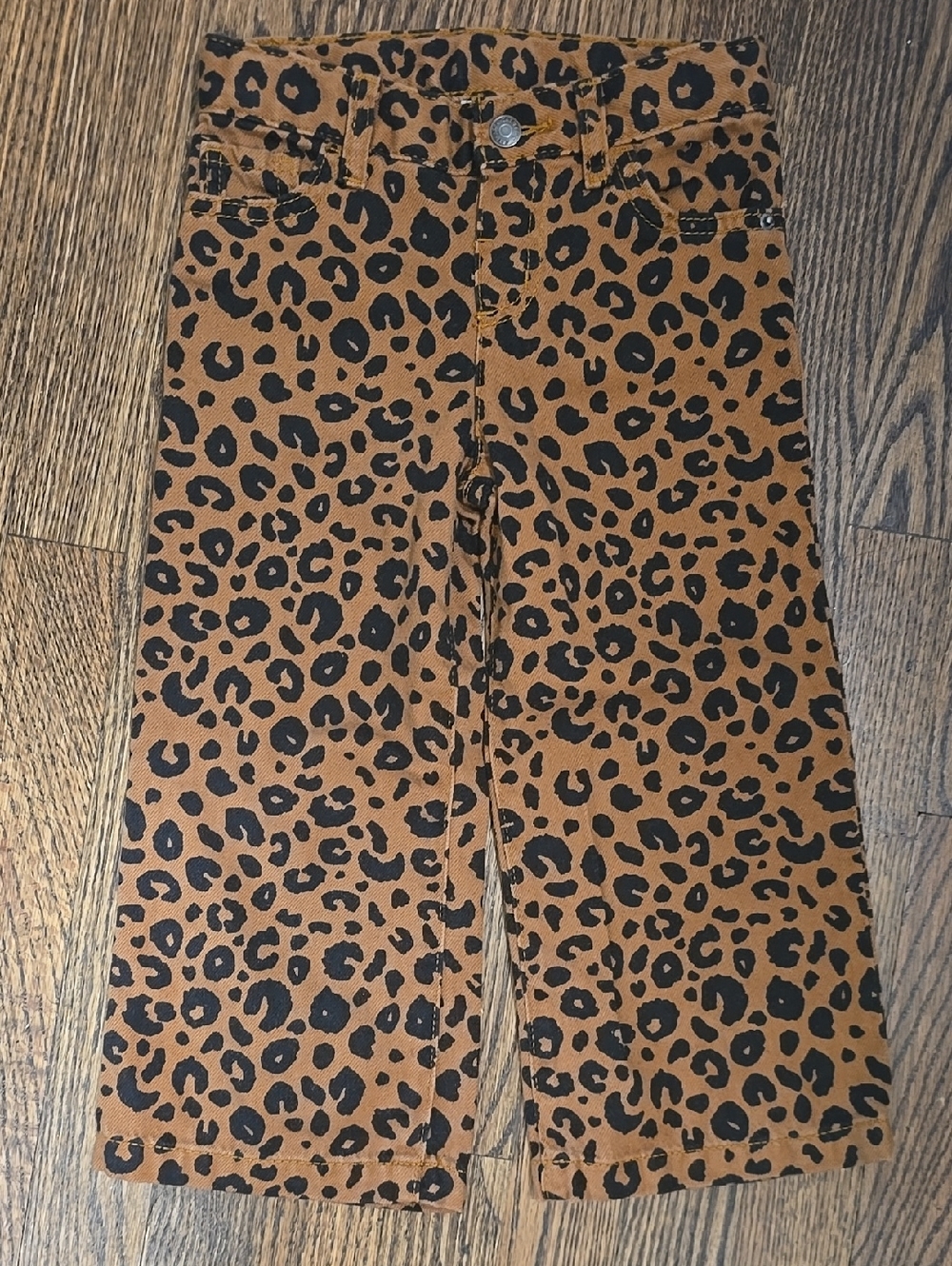 🌟7/25$ 3t Girls' Leopard Print Brown Wide-Leg Pants